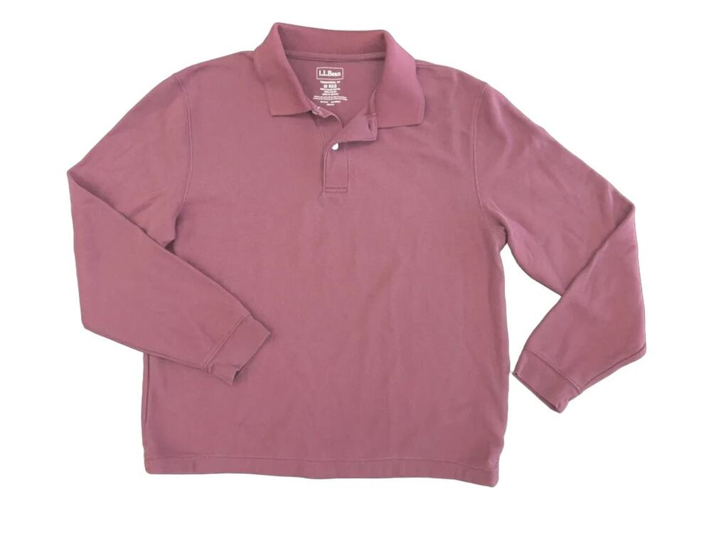 L.L.Bean Cotton Polo Long Sleeve Shirt Mauve